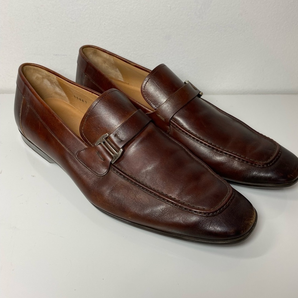 MAGNANNI Men's Brown Leather LINO Loafers Shoes 15061 Size 9.5 M Made‎ in Spain